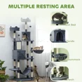 thumbnail image 3 of 81" Large Cat Tree w/ Scratching Posts, Condos, Beds, Hammocks, Jumping Platforms, Toy Balls, Rope Cat Toy, Dark Grey, 3 of 6