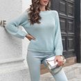 thumbnail image 4 of IROINID Women's Round Neckline Pullover Sweater Solid Color Loose Mid-Length Long Sleeve Tops Blouse Knitted Sweater, 4 of 5