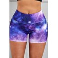 thumbnail image 4 of Women's Purple Galaxy Print Booty Yoga Shorts, 4 of 20