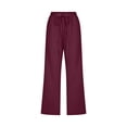 thumbnail image 4 of Bigersell Butt Lifting Jeans for Women Straight Jeans Summer Loose Jeans Ladies Taper Denim Pants Button Closure Ripped Female High Waisted Jeans Loose Mid Waist Ankle Length Pants Style J-49 Wine M, 4 of 5