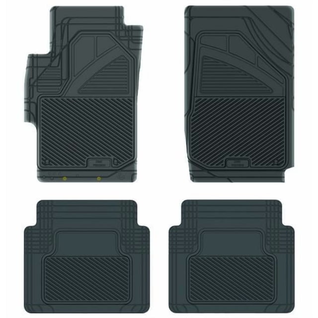 Koolatron Pants Saver Custom Fit 4 Piece Honda (black) 2003-2007 Accord car floor mats with high border contour and patented precision grip zone featuring micro hooks to secure mats, central pan holds 500 ml water, designed for durable all-season protection against snow, water, and dirt.