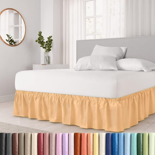 EIGTHTAIL Ruffled Grey King Size Bed Skirt Dust Ruffle for King Bed with 15” Drop Soft and Solid Microfiber Classic Style California King Silver Gray Bedskirts