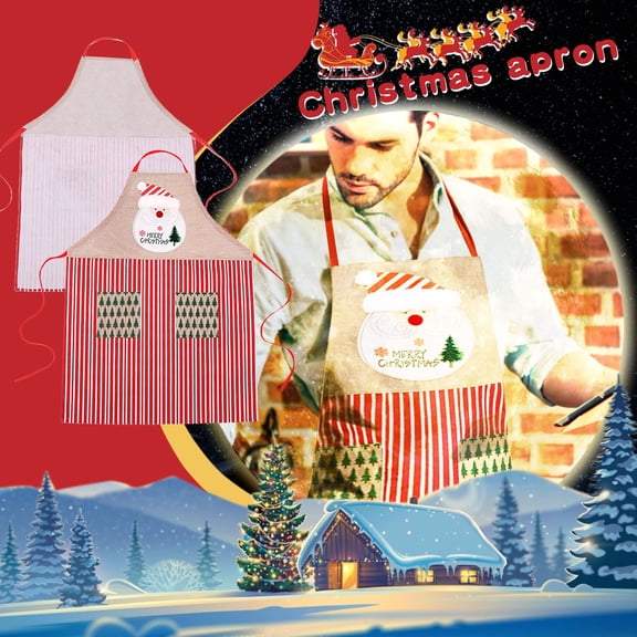 Cqxid Apron Sleeve Under $10 Set Adult Printed Kitchen Family Family Christmas Parent Apron 1 Piece Kitchen，Dining Bar