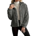 thumbnail image 1 of Breezora Women's Reversible Fleece Coat Winter Warm Stand Collar Button Down Twisted Design Jacket M Size Dark Gray, 1 of 9