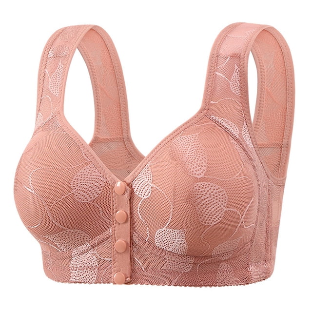 Women's Front Button Plus Size Underwear New Non Underwire Wide Strap Vest Type Lace Plus Size Bra For The Elderly