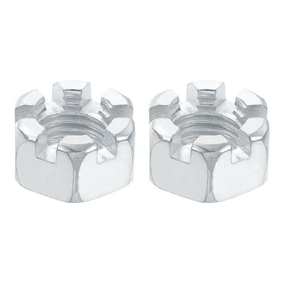 Unique Bargains Écrous Hexagonaux Rainurés 7/8-9 UNC, Écrous Hexagonaux en Acier au Carbone de Grade 6,8, Argent, Lot de 2