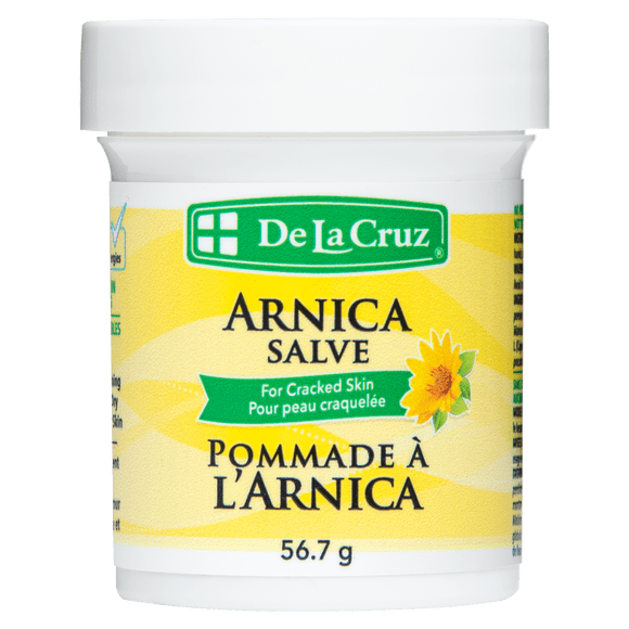 De La Cruz Arnica Salve Moisturizer for Cracked Skin, for Dry and Cracked Hands, Elbows and Feet, 2 oz Jar