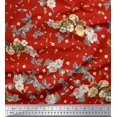 thumbnail image 1 of Soimoi polyester Crepe Fabric Leaves,Moth & Magnolia Floral Print Fabric by Yard 52 Inch Wide, 1 of 3