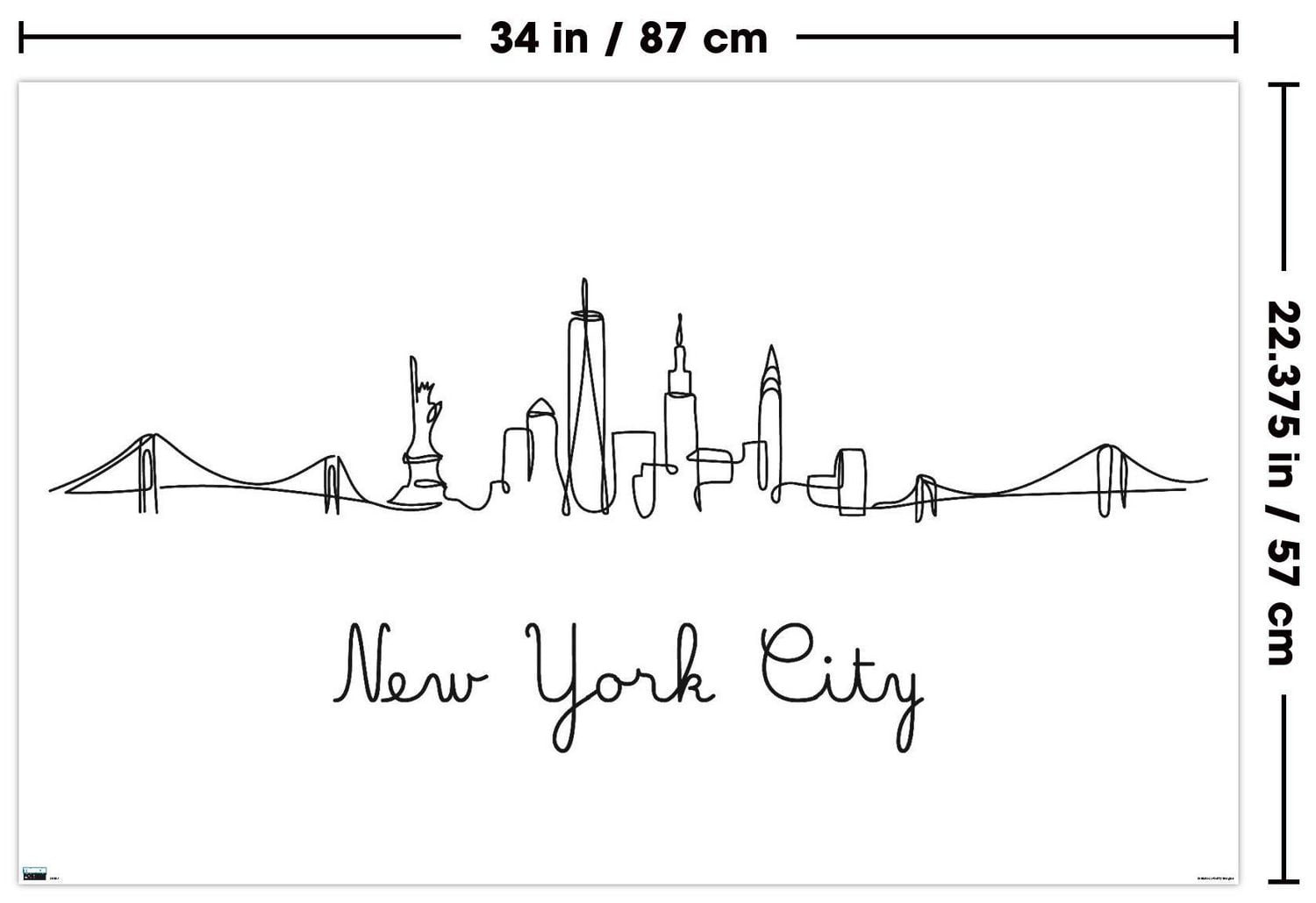 Line Art Skyline - New York City Wall Poster, 22.375" x 34"