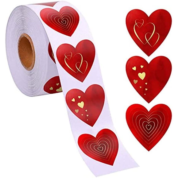 Suncoda Sticker, 500Pcs Heart Stickers Valentine's Day Theme for Envelope Cards Self-Adhesive Thermal Label Stickers Gift Display Small Business Supplies