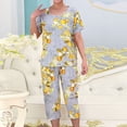 thumbnail image 2 of Pisexur Ensembles de Pyjama pour Femmes 2 Pcs Boho à Imprimé Floral Chemises de Nuit en Coton pour Femmes Décontractées Col Rond T-Shirts à Manches Courtes Hauts et Pantalons de Détente Longueur Genou Pyjamas Grande Taille pour Femmes Ensemble TG-4TG, 2 of 3