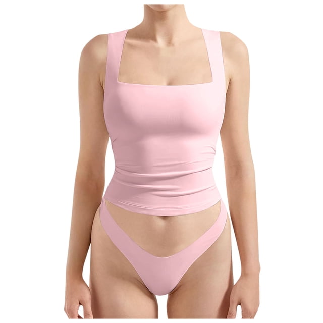 Lixiuxyad Basic Tank Tops Women Sexy Square Neck Tank Top Summer Going Out Basic Shirt