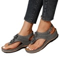 thumbnail image 3 of Kcodviy Ergonomic Design Wedge Toe Flat Sandals for Women Post Sandals Mitigate Foot Women's Slide Sandals Fatigue Comfortable and Functional Wide Sandals for Women Shoes, 3 of 8