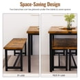 thumbnail image 4 of AWQM Dining Table Set with 2 Benches, Kitchen Table Set for 4,3 Piece Farmhouse Dining Room Table Set, Industrial Breakfast Nook Table Set for Small Space, Rustic Brown, 4 of 9