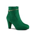 thumbnail image 1 of Unique Bargains Women's Slip On Zip Round Toe Heel Ankle Boots Green (Size 9), 1 of 8