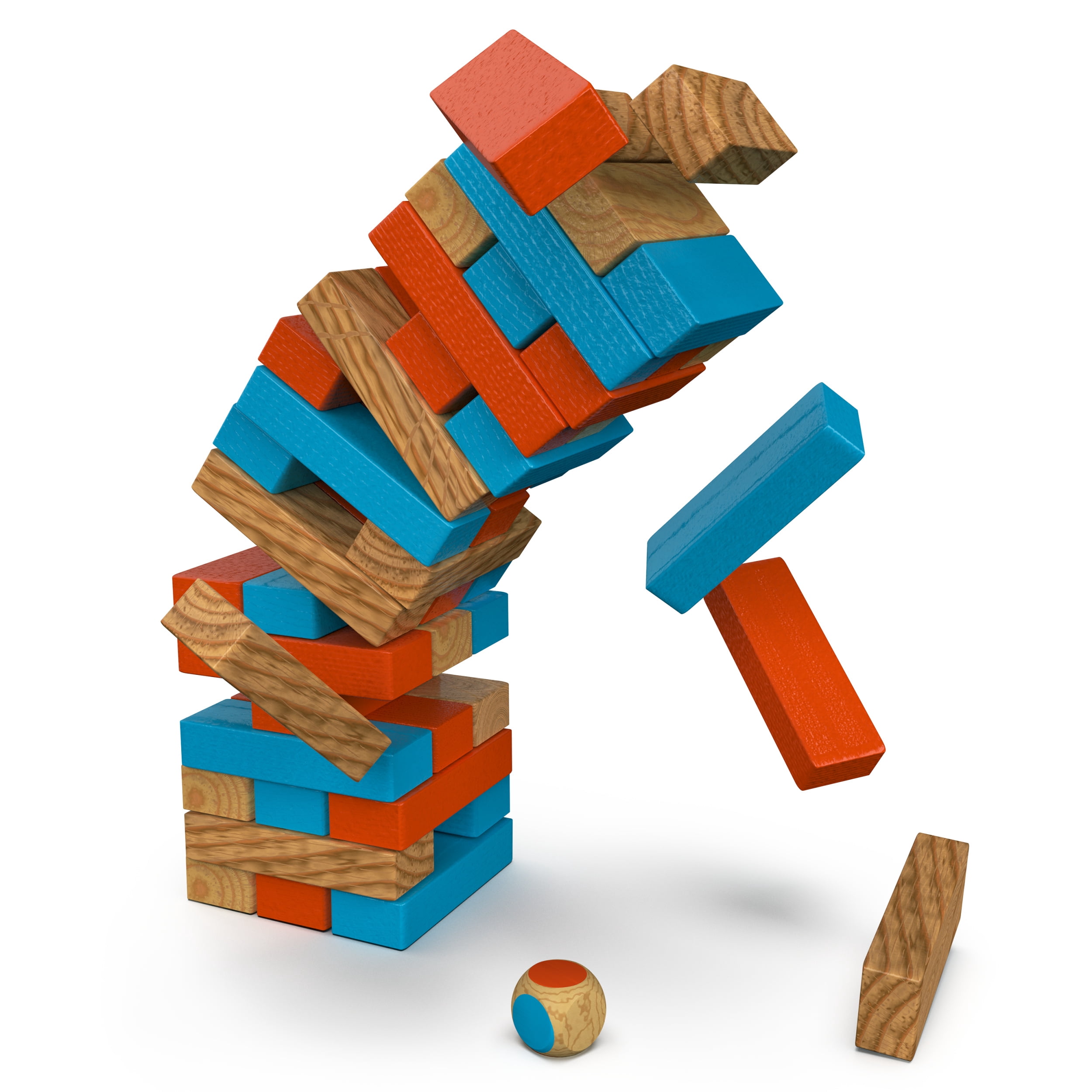 Spin Master Games, Jumbling Tower arc-en-ciel, jeu d'empilement et d'équilibre, jeu de construction, jeu de société en bois, pour les enfants à partir de 5 ans