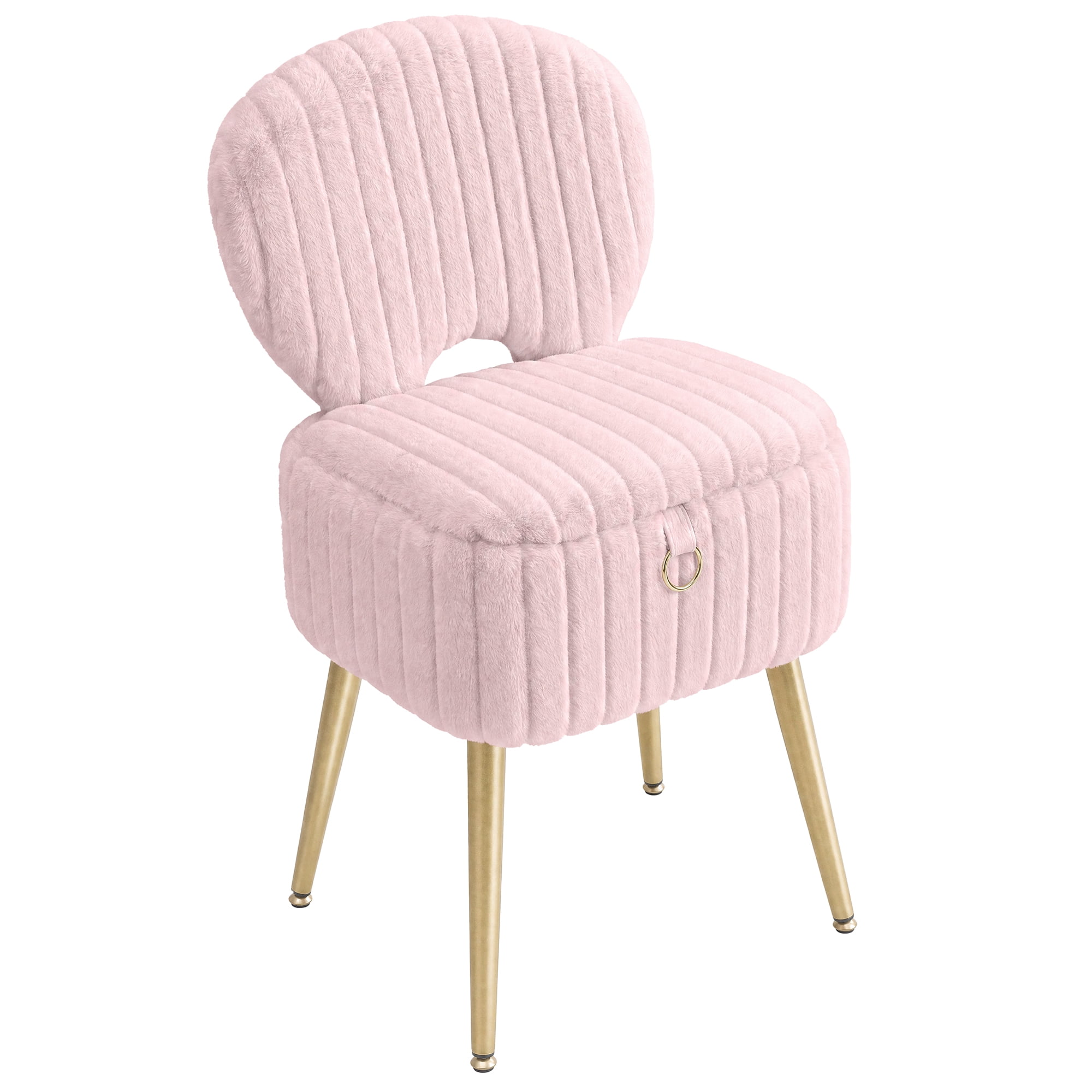 Vanity Stool with Folding Backrest, Plush Padded Makeup Chair, 17.1 x ...