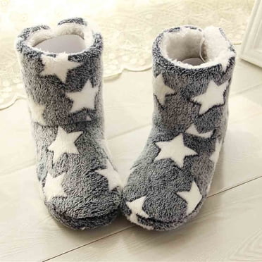 EGNMCR Winter Boots for Women Soft Warm Winter Slippers Home Mute Cute Soft Plush Ball Women Interior Boots