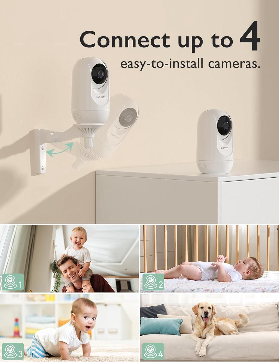 Momcozy Baby Monitor BM01, 1080P HD Video Monitor, Infrared Night Vision for Infant, Add-on Camera Unit, White