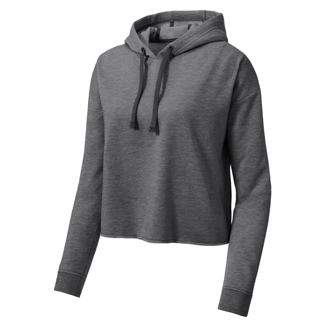 Gravity Threads Ladies Moisture Wick Crop Top Hoodie Pullover, Dark Grey 2XL