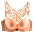 thumbnail image 3 of Womens Solid Bra Wire Free Underwear Front Closure Butterfly Backless Bra, 3 of 9