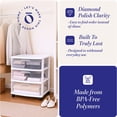 thumbnail image 3 of Homz Plastic 3 Clear Drawer Small Rolling Storage Tower, White, 2 Pack, 3 of 10