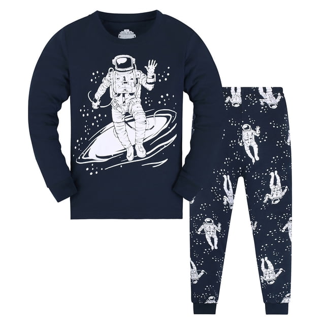 MIASHUI Ensemble de Pyjama pour Petits Grands Garçons Filles, Pyjamas pour Enfants en Coton, Bleu, 8-9 Ans