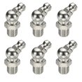 thumbnail image 1 of Uxcell Raccords à Graisse 45 Degrés, Filetage M8 x 9mm Accessoires de Raccord Hydraulique - Raccord pour (Machines Automobiles/industrielles), 6 Pcs & Acier Inoxydable 304 & Argent, 1 of 7