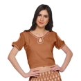 thumbnail image 3 of Moomaya Printed Rayon Cold Shoulder Crop Top And Skirt Ethnic Set For Women, 3 of 6