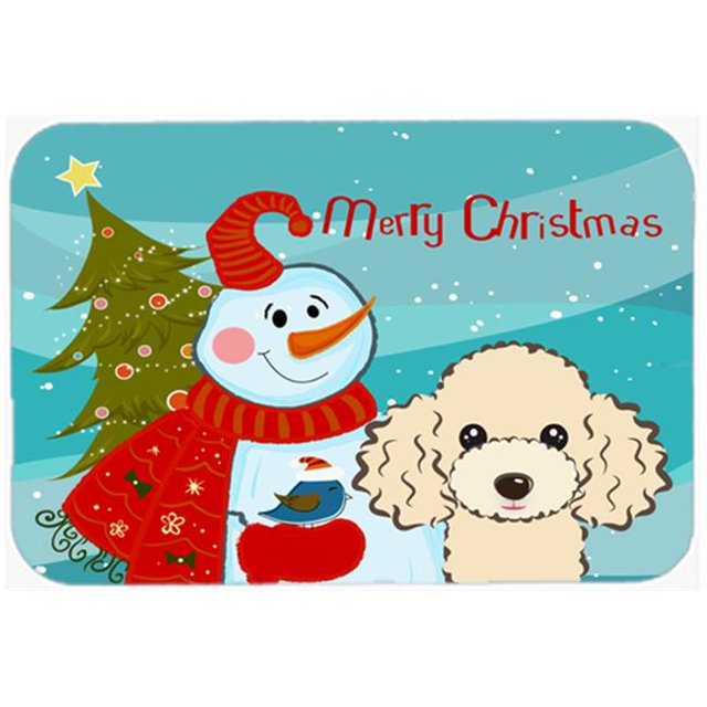 Carolines Treasures BB1878CMT Snowman With Buff Poodle Kitchen & Bath Mat, 20 x 30