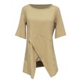 thumbnail image 4 of Birdeem Womens Summer Casual Irregular Round Neck Short Sleeve Solid Loose Shirt Tops, 4 of 7