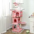thumbnail image 3 of PawHut Arbre à Chat de 63 Pouces avec Poteaux à Griffer en Sisal, Condos, Rose, 3 of 10