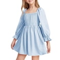thumbnail image 1 of Kcodviy Fille Été Nouvelle Jupe Robes d'Été pour Filles Jupe à Volants à Manches Longues Robe Fille Grande Taille Robe Taille Haute pour Robe Rétro pour Tout-Petites Filles, 1 of 9