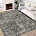 thumbnail image 1 of FairOnly Area Rugs 5'x7' Machine Washable Rugs,Floral Vintage Print Pattern Non Slip Floor Carpet, for Living Room Bedroom Dining Room,Brown & Green, 1 of 8