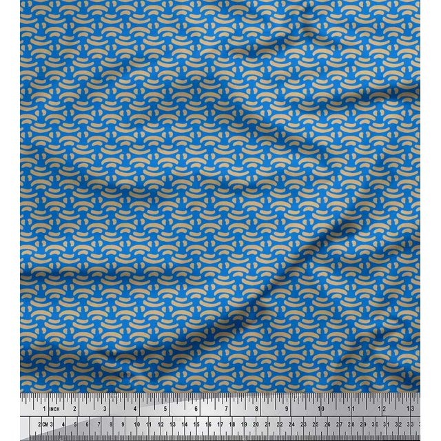 Soimoi Crepe Silk Fabric Brush Stroke Abstract Print Sewing Fabric Yard 42 Inch Wide