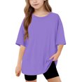 thumbnail image 1 of Hauts d'Été pour Adolescentes 2025 T-Shirts Surdimensionnés à Manches Courtes Chic Décontracté Col Rond Mode, 1 of 5