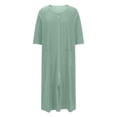 thumbnail image 4 of Erwazi Robe pour Femmes à Fermeture Éclair devant, Manches 3/4, Longue Robe de Chambre avec Poches, Tenue de Détente, 4 of 6