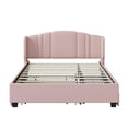 thumbnail image 3 of Noble House Upholstered Platform Bed with Wingback Headboard,Queen Size,Pink, 3 of 10