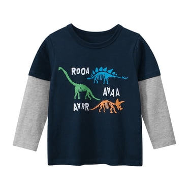Zshosam Toddler T Shirts Boys Long Sleeve Shirts Kids Crewneck T Shirts Casual Tops Basic Tees Size 5T 6T,(Navy 5-6 Years)