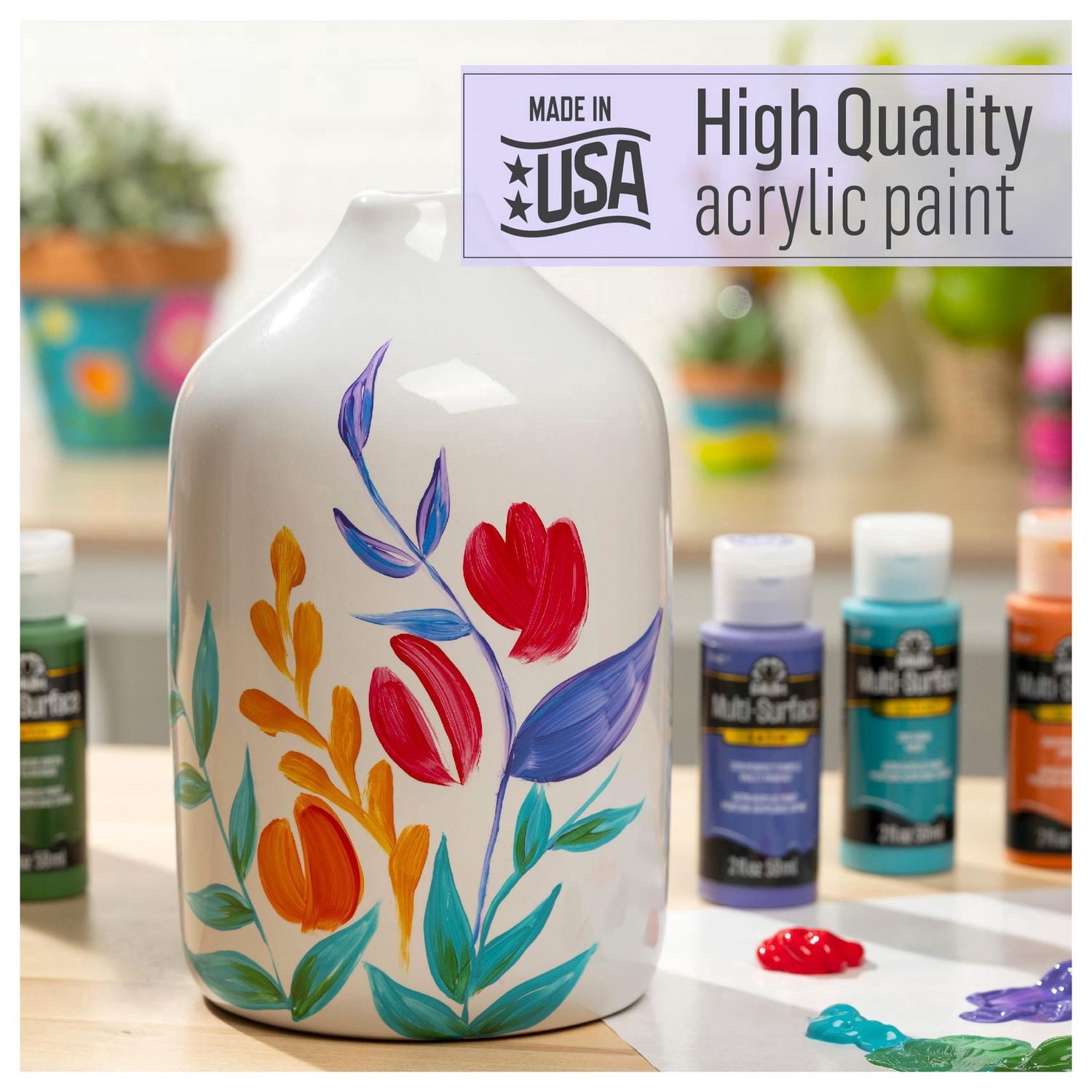 FolkArt Multi-Surface Satin Acrylic Paint, 2 fl. oz., Indigo Night