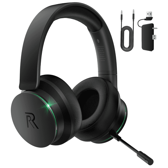 FONHAID 2.4GHz Wireless Gaming Headset for Xbox Series X|S, Xbox One, PS5/PS4, Mac, Switch, Bluetooth 5.3 Gaming Headphones with Detachable Noise Canceling Mic, 45H Battery, 50mm Drivers - Black