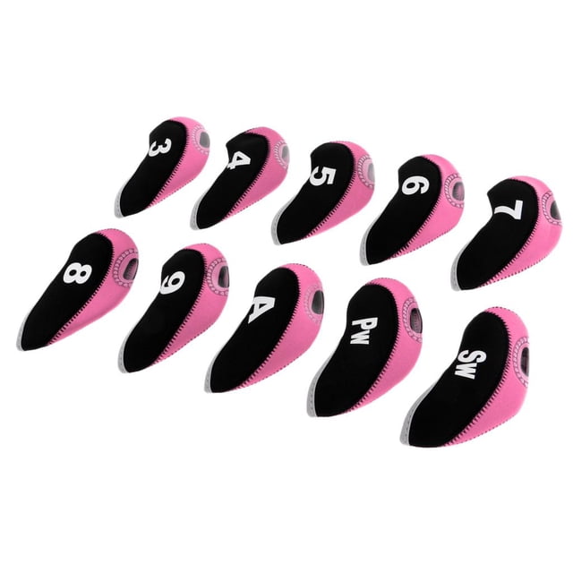 10pcs Golf Club Covers, Neoprene Headcover for Golf Club Iron and Pink