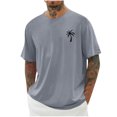 thumbnail image 1 of T-shirts pour Hommes Imprimés Palmier Graphiques T-Shirts Décontractés Été Plage Hawaïenne Manches Courtes Col Rond, 1 of 4