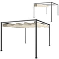thumbnail image 1 of Outsunny 10' x 7' Patio Pergola with Retractable Canopy, Cream White, 1 of 10