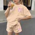 thumbnail image 4 of Robe d'Été à Manches Courtes Haut à Manches Courtes et Short Ensemble Deux Pièces pour Enfants Mignonne Détente d'Été Col Rond, 4 of 7