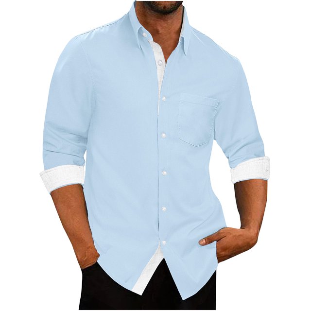 Chemise à Manches Longues pour Hommes Mode Décontractée Patchwork Col Rabattu Chemise à Boutons Blouse à Manches Longues pour Hommes