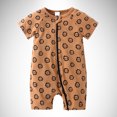 thumbnail image 2 of MIASHUI Toddler Summer Clothes Unisex Baby Boy Girl Rompers Short Sleeve Two Way Zipper Jumpsuits,Brown,0-3 Months, 2 of 3