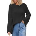 thumbnail image 2 of Dvkptbk Chandails pour Femmes Femmes Col Rond Uni Mode Tricot Ample Chandail Vêtements en Liquidation, 2 of 7