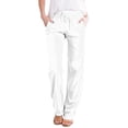 thumbnail image 1 of Kcodviy Women Solid Straight Solid Yoga Pants for Women with Pockets Elastic Pants Long Drawstring Yoga Pants Linen Women Waist Cotton Yoga Pants for Women Plus Size Sheer Casual Pants, 1 of 4