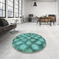 thumbnail image 4 of Ahgly Company Tapis de Zone Rond Lavable en Machine Turquoise Vert, 3 Pieds Rond, 4 of 7